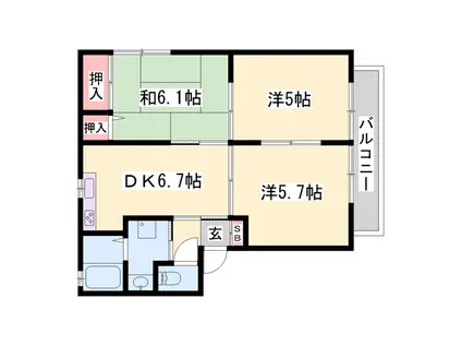 バリュージュ今在家 A棟(3DK/2階)の間取り写真