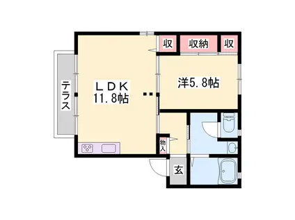 ラ・クレール(1LDK/1階)の間取り写真