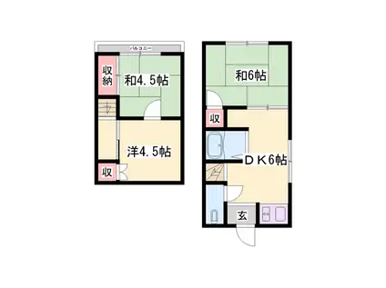 山陽電気鉄道本線 山陽姫路駅 徒歩18分 2階建 築56年(3DK)の間取り写真