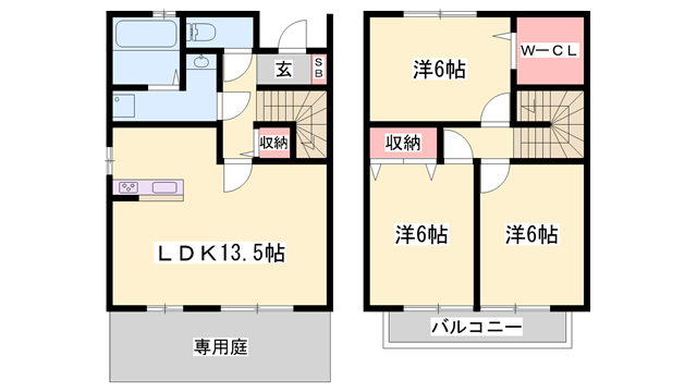 アンジ榮 C棟(3LDK/2階)の間取り写真