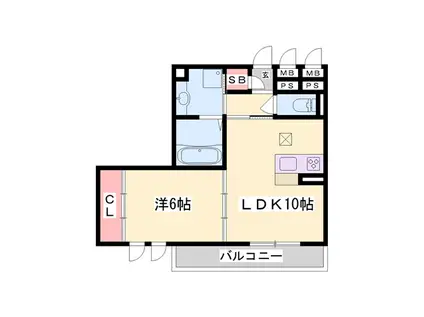 プリムローズ・佳音(1LDK/1階)の間取り写真
