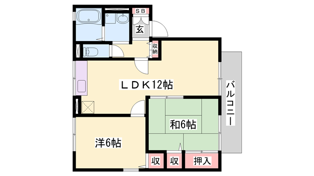 ガーデンハイツ A棟(2LDK/2階)の間取り写真