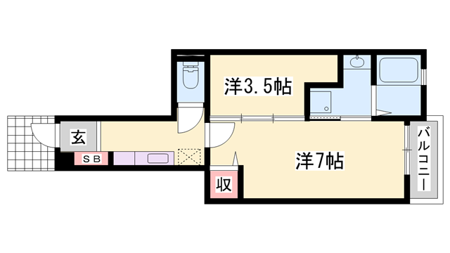 クラール(1SK/1階)の間取り写真