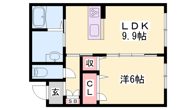 ソレイユイズミ(1LDK/1階)の間取り写真