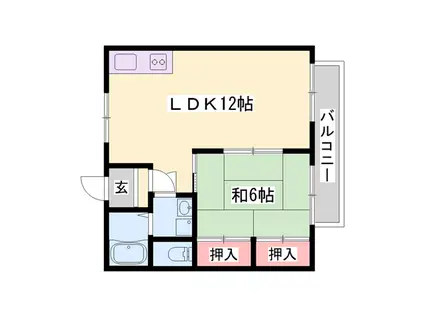 鳩岡マンション(1LDK/3階)の間取り写真
