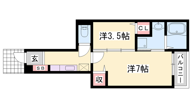 サンリッチA(1SK/1階)の間取り写真
