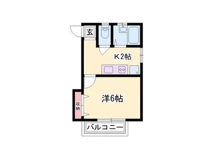 KJサンハウス(1K/2階)の間取り写真