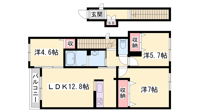 PROFUM CASAGRANDE(3LDK/2階)の間取り写真