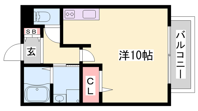 ジュネス清水(ワンルーム/1階)の間取り写真