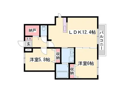 コータ・コート(2LDK/1階)の間取り写真