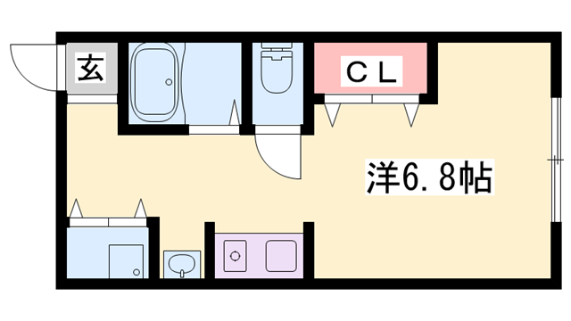 シャインヒルズ(ワンルーム/2階)の間取り写真