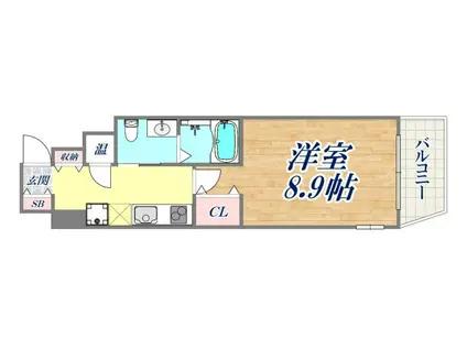東海道本線 六甲道駅 徒歩5分 8階建 築18年(1K/6階)の間取り写真