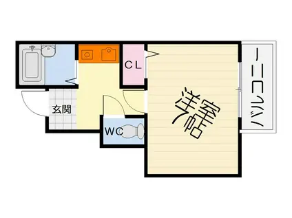 阪和線 鳳駅 徒歩4分 4階建 築32年(1K/1階)の間取り写真