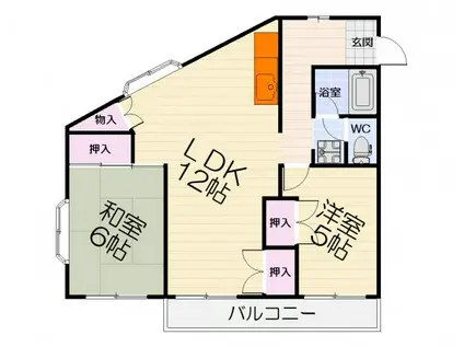 南海電鉄南海本線 諏訪ノ森駅 徒歩12分 3階建 築38年(2LDK/2階)の間取り写真