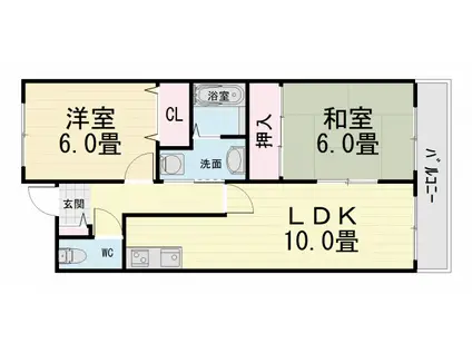 南海電鉄南海本線 石津川駅 徒歩9分 3階建 築29年(2LDK/3階)の間取り写真
