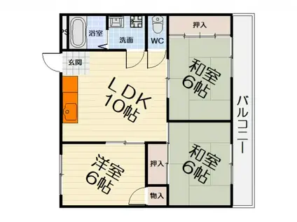 南海電鉄南海本線 羽衣駅 徒歩12分 3階建 築37年(3LDK/3階)の間取り写真