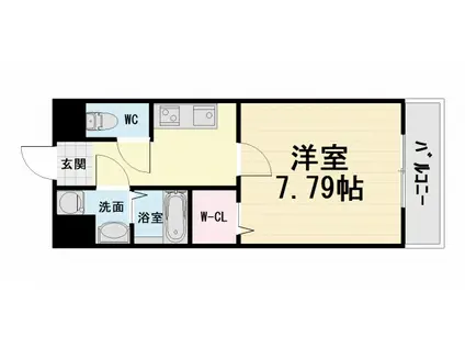 阪和線 鳳駅 徒歩4分 4階建 築17年(1K/2階)の間取り写真