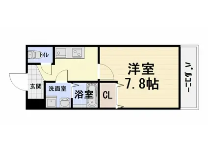阪和線 富木駅 徒歩8分 2階建 築17年(1K/1階)の間取り写真