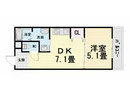南海電鉄南海本線 諏訪ノ森駅 徒歩6分 3階建 築15年(1DK/3階)の間取り写真