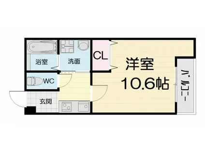 南海電鉄南海本線 石津川駅 徒歩6分 3階建 築12年(1K/3階)の間取り写真