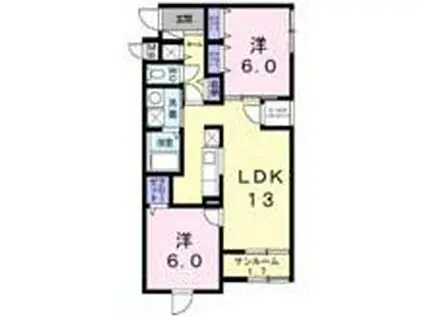 アルカン シェル(2LDK/2階)の間取り写真