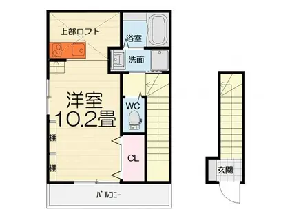 阪和線 津久野駅 徒歩5分 2階建 築12年(ワンルーム/2階)の間取り写真