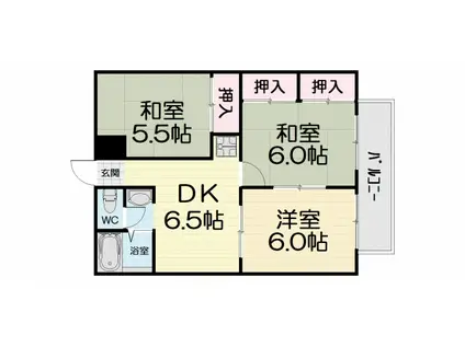 南海電鉄南海本線 高石駅 徒歩13分 3階建 築31年(3DK/2階)の間取り写真