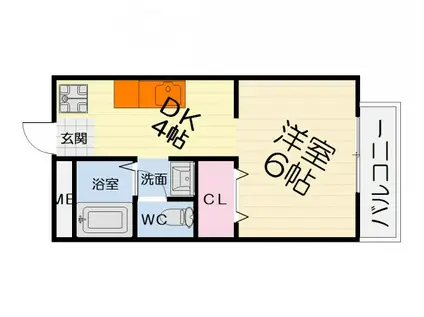 阪和線 和泉府中駅 徒歩5分 2階建 築32年(1K/1階)の間取り写真