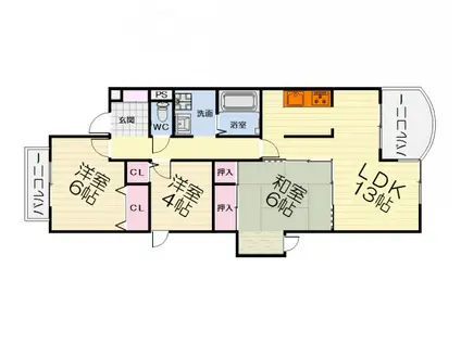 南海電鉄南海本線 諏訪ノ森駅 徒歩10分 3階建 築32年(3LDK/2階)の間取り写真