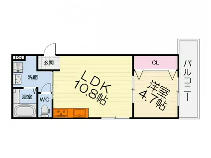 阪和線 東羽衣駅 徒歩4分 3階建 築10年(1LDK/1階)の間取り写真