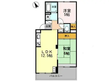 南海電鉄南海本線 松ノ浜駅 徒歩9分 3階建 築32年(2LDK/1階)の間取り写真