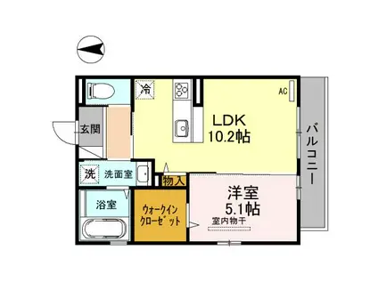 阪和線 富木駅 徒歩10分 3階建 築9年(1LDK/1階)の間取り写真