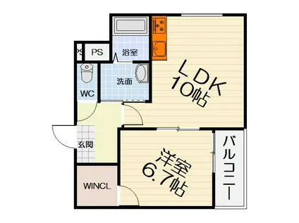 南海電鉄南海本線 石津川駅 徒歩3分 3階建 築9年(1LDK/3階)の間取り写真
