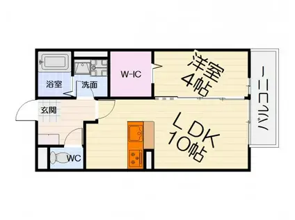 南海電鉄泉北線 深井駅 徒歩6分 3階建 築22年(1LDK/1階)の間取り写真