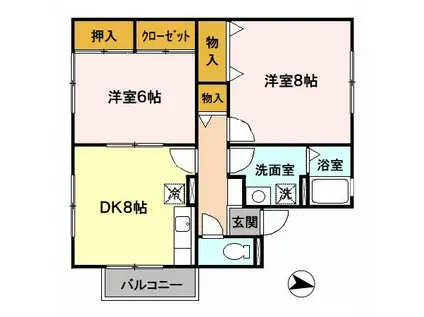 南海電鉄泉北線 深井駅 徒歩19分 2階建 築28年(2DK/1階)の間取り写真
