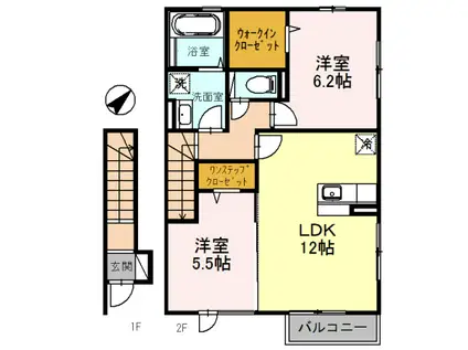 南海電鉄南海本線 松ノ浜駅 徒歩8分 2階建 築17年(2LDK/2階)の間取り写真