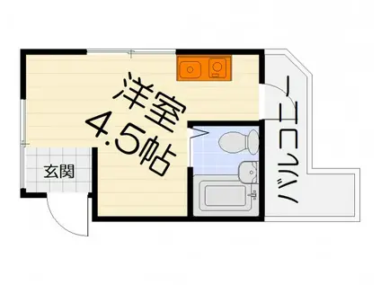 阪和線 富木駅 徒歩2分 4階建 築33年(ワンルーム/2階)の間取り写真