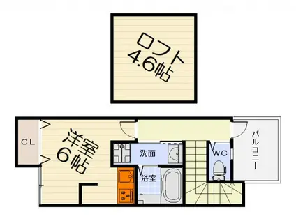 南海電鉄南海本線 浜寺公園駅 徒歩5分 2階建 築8年(ワンルーム/2階)の間取り写真