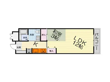 阪和線 和泉府中駅 徒歩5分 5階建 築19年(1K/1階)の間取り写真