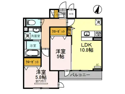 南海電鉄南海本線 泉大津駅 徒歩18分 3階建 築6年(2LDK/1階)の間取り写真