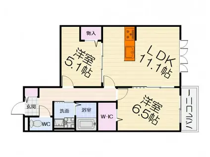 南海電鉄南海本線 松ノ浜駅 徒歩5分 2階建 築8年(2LDK/2階)の間取り写真