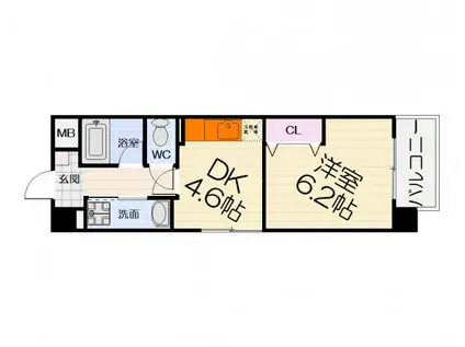 阪和線 信太山駅 徒歩11分 3階建 築22年(1DK/1階)の間取り写真