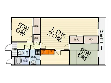 南海電鉄南海本線 泉大津駅 徒歩7分 5階建 築27年(2LDK/2階)の間取り写真