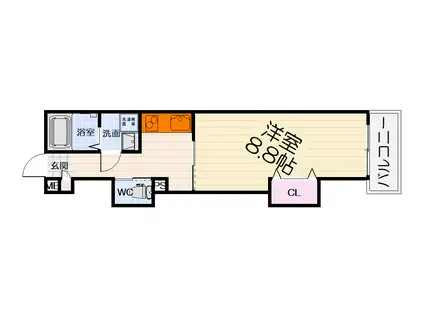 南海電鉄南海本線 石津川駅 徒歩3分 3階建 築5年(1K/3階)の間取り写真