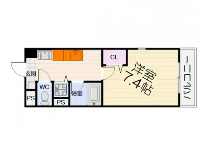 南海電鉄泉北線 深井駅 徒歩9分 3階建 築20年(1K/3階)の間取り写真