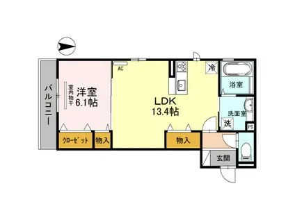 南海電鉄泉北線 深井駅 徒歩13分 3階建 築11年(1LDK/1階)の間取り写真