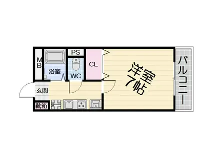 南海電鉄泉北線 深井駅 徒歩2分 9階建 築22年(1K/5階)の間取り写真