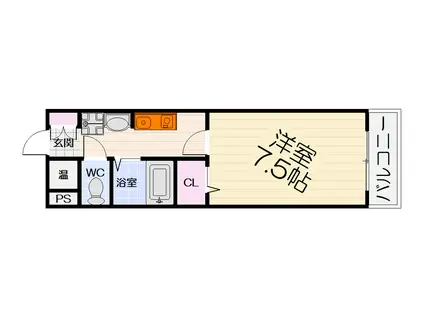 アンシャンテ深井(1K/4階)の間取り写真