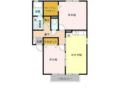 阪和線 信太山駅 徒歩2分 2階建 築22年(2LDK/1階)の間取り写真