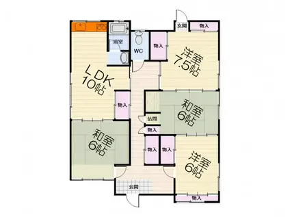 南海電鉄南海本線 浜寺公園駅 徒歩4分 1階建 築75年(4LDK)の間取り写真